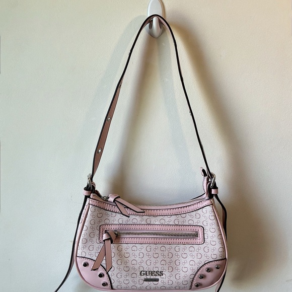 Guess Light Pink Logo Shoulder Bag - Picture 1 of 4